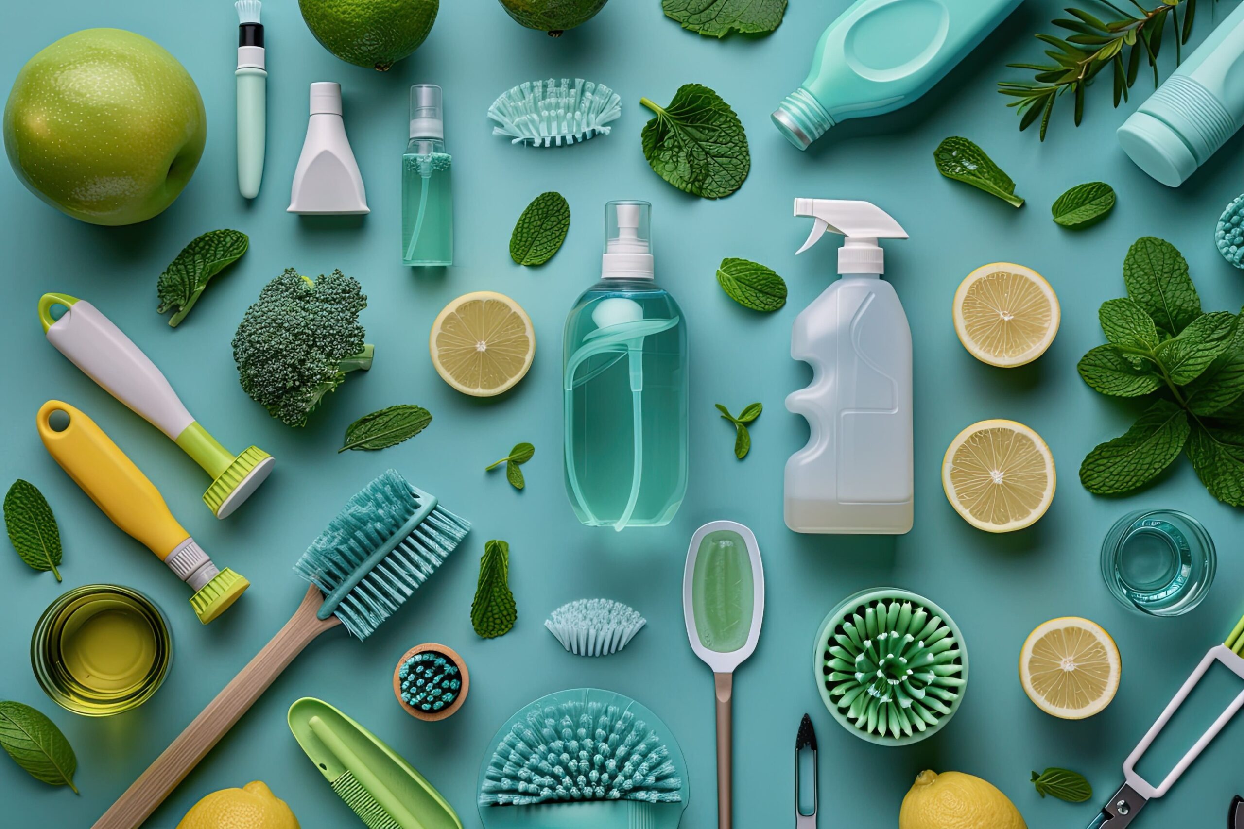 cleaning-concept-flat-lay-composition